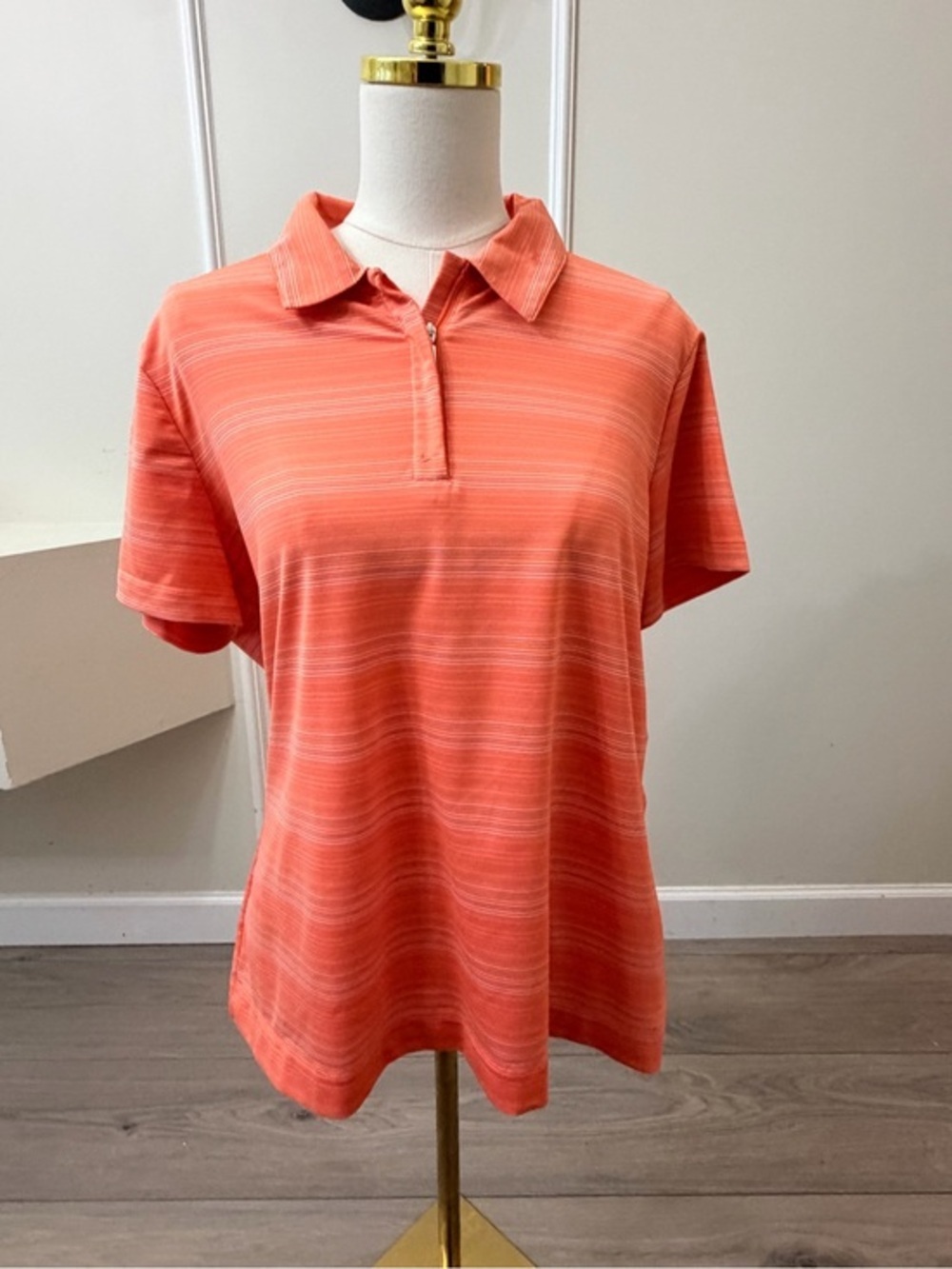 Nike Coral Stripe Short Sleeve Polo Shirt - Picture 1 of 6